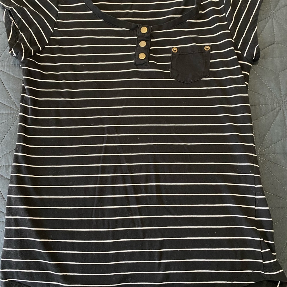 Black and White Striped Girls Top